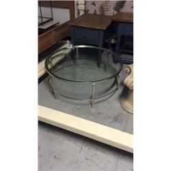 Century Brass with Silver Leaf and Glass Top