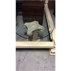 Century Greek Column Glass Top Cocktail Table