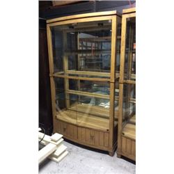 FFDM Bow Glass Front Mirrored Oak Curio