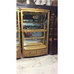 FFDM Bow Glass Front Mirrored Oak Curio