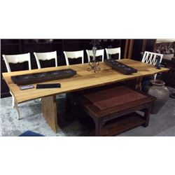 Century Maple Live Edge Slab Table with Slab Bases