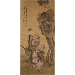 Ding Guanpeng ?-1771 Chinese Watercolour Scroll