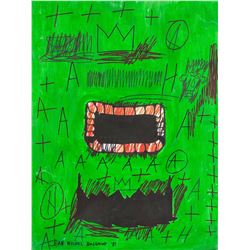 Jean-Michel Basquiat 1960-1985 Mixed Media Face