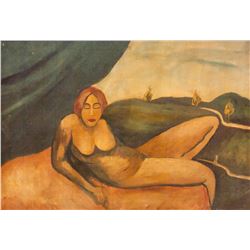 Jandi David 1893-1944 Hungarian Oil Board Nude