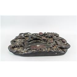 Chinese Qing Dragon Duan Ink Stone Signed Shi You