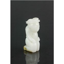 Chinese Fine White Jade Carved Man Pendant