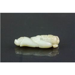 Chinese White Jade Carved Old Man Pendant