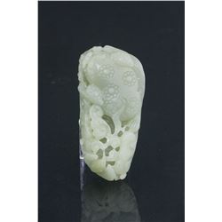 Chinese Hetian White Jade Carved Toggle