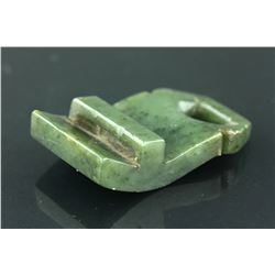 Chinese 19th C. Green Jade Carved Belt Hook