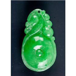 Burma Green Jadeite Carved Dragon Pendant