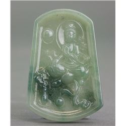 Burma Green Jadeite Guanyin Pendant with Cert