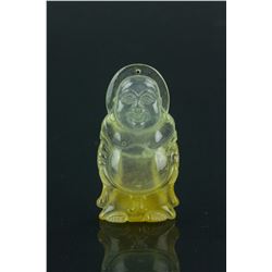 Chinese Transparent Icy Jadeite Buddha Pendant