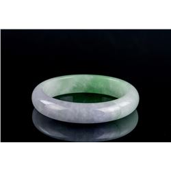 Burma Green and Lavender Jadeite Carved Bangle