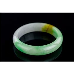 Burma Two Colour Jadeite Carved Bangle