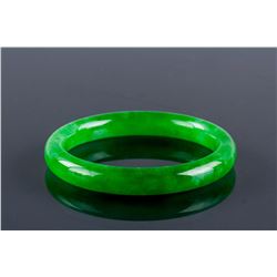 Rare Burma Green Jadeite Carved Bangle