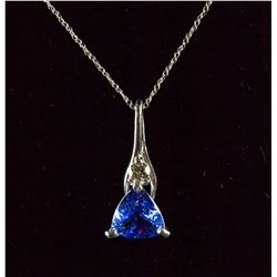 1.8ct Tanzanite &0.11ct Diamond Pendant Necklace