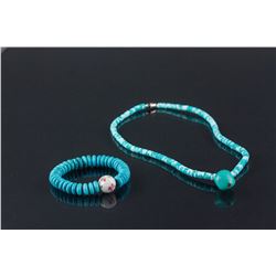 2 PC Chinese Turquoise Bracelet and Necklace
