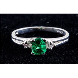 10k White Gold Emerald & 2 Diamond Ring CRV$1950