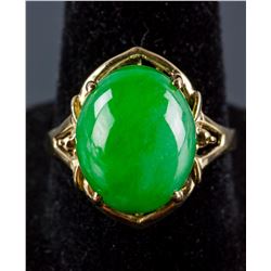 18k Yellow Gold Green Jadeite Ring