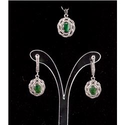 Emerald & Cubic Zirconia Pendant & Earrings RV$500
