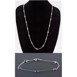 Set of Mutli-Gemstone Necklace & Sapphire Bracelet