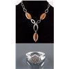 Image 1 : Set of Diamond Ring & Silver Drop Necklace