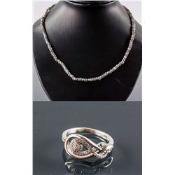 Set of Diamond Ring &Labradorite Necklace CRV$925