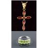 Image 1 : Set of Peridot Ring & Ruby Cross Pendant