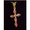 Image 3 : Set of Peridot Ring & Ruby Cross Pendant