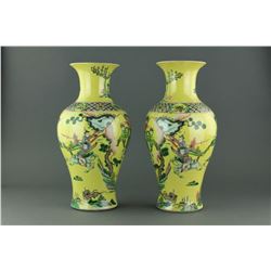 Pair Chinese Famille Verte Porcelain Vases Kangxi