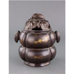 Chinese Bronze Cicada Censer with Zhen Wan Mark