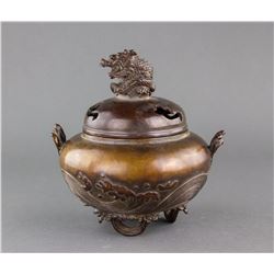 Chinese Bronze Dragon Censer with Guangxu Mark