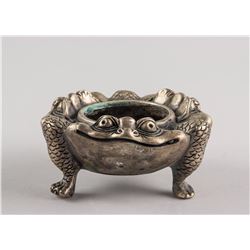 Chinese Silver Plated Bronze Toad Censer Xuande Mk