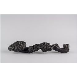 Chinese Black Zitan Wood Carved Ruyi Scepter