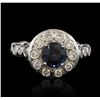 18KT White Gold 1.57ct Blue Sapphire and Diamond Ring