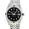 Rolex Mens Stainless Steel Emerald and 1.20ctw Diamond Datejust Wristwatch