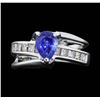 14KT White Gold 1.78ct. Blue Sapphire and Diamond Ring