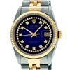 Image 1 : Mens Rolex 36mm Two Tone Yellow Gold Blue Vignette String Diamond DateJust Wrist