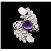 14KT White Gold 4.36ct Amethyst and Diamond Ring