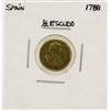 1788 Charles III Spanish 1/2 Escudos Gold Coin