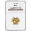 Image 1 : 1929 $2 1/2 Indian Head Quarter Eagle Gold Coin NGC MS61