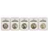 Image 1 : Lot of (5) 1923 $1 Peace Silver Dollar Coins NGC MS63