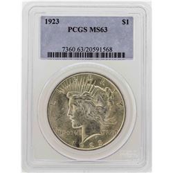 1923 $1 Peace Silver Dollar Coin PCGS MS63