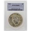 1923 $1 Peace Silver Dollar Coin PCGS MS63