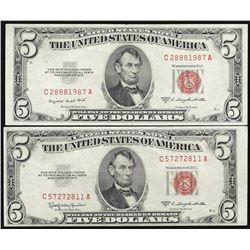 Lot of (2) 1953 $5 Legal Tender Notes