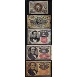 Lot of (5) Miscellaneous Fractional Currency Notes