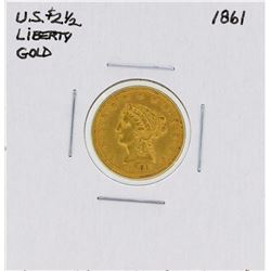 1861 $2 1/2 Liberty Head Quarter Eagle Gold Coin