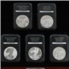 Image 2 : Set of (5) 2013 $1 American Silver Eagle Coins with Box