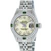 Rolex Stainless Steel 0.70ctw Emerald and Diamond Datejust Ladies Wristwatch