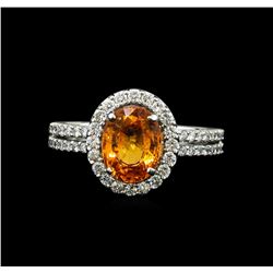 14KT White Gold 2.78ct Mandarin Spessartite and Diamond Ring